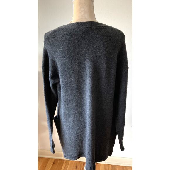 J. Crew Oversized Alpaca Blend Open Front Cardigan Dark Gray Size XS - Picture 2 of 6